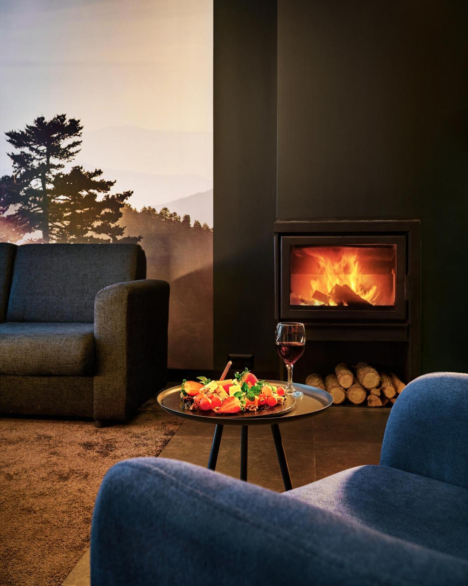 럭키 반스코 아파트호텔 스파&릴렉스 외부 사진 A wood-burning fireplace